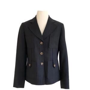 Evan Picone Suits Blue Button Front Safari Business Career Blazer Jacket Size 8